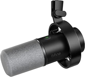 Dynamic Microphone, XLR/USB Podcast Recording PC Microphone for Vocal Voice-Over Streaming, Studio Metal Mic with Mute, Headphone Jack, Monitoring Volume Control, Windscreen-Amplitank K688