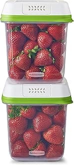 Rubbermaid FreshWorks Saver, Medium Produce Storage Containers, 2-Pack, 7.2 Cup, Clear, 2 Count