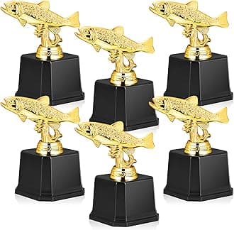 Taiyin 5×3 Inch Small Fishing Trophy Award Gold Large Mouth Bass Fish Design on Black Base Funny Trophy for Fishing Tournaments Competitions Ceremonies Fish Derbies