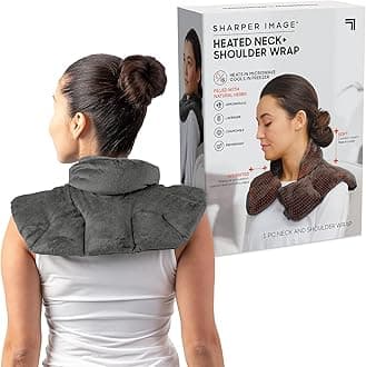 SHARPER IMAGE Hot & Cold Herbal Aromatherapy Neck & Shoulder Plush Wrap Pad for Soothing Muscle Pain and Tension Relief Therapy, 100% Natural Lavender & Herb Spa Blend, Use in Microwave or Freezer