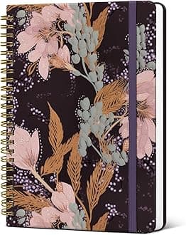 Lined Spiral Journal Notebook for Women, A5 College Ruled Journals for Writing, Hardcover Notebooks for Work, Note taking and Office School Supplies,140 Pages - Lineage Flora