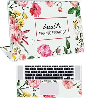 Floral D20 Top+Wrist Pad Vinyl Laptop Skin/Sticker/Cover for 14 Inches Laptops Laminated-Removable-HD Quality Compatible for Hp-Dell-Sony-Lenovo-Asus etc.(13.8x9.6 Inches)