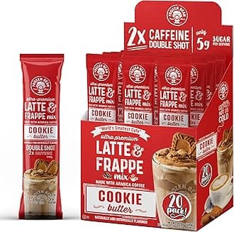 - The Frozen Bean Cookie Butter Frappe & Latte Instant Mix (20 Sticks), Made with Arabica Coffee, Double Shot Caffeine, Low Sugar & Premium Ingredients, Hot, Iced, or Blended Drinks