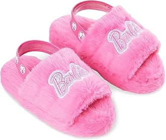 BarbieGirls Fluffy Slippers, Comfy Mule House Shoes - Gifts for Girls