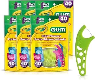 Crayola Kids Flossers with Fluoride - Designed for Little Hands - Fun Grape Flavor - Easy to Use Kids Floss Picks for Children Ages 3+, 40 Count (Pack of 6)