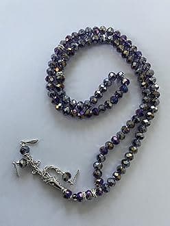 Crystal 99 Prayer Misbah Rosary Islamic Beads Counter Spiritual Large (Multi Purple)