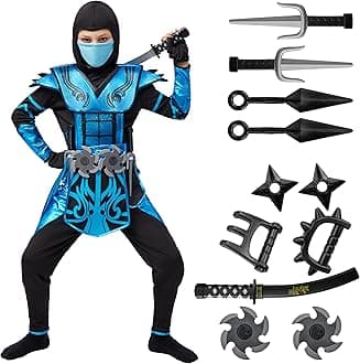 Spooktacular Creations Red Ninja Costume for Boys, Child Red Ninja Costume with Accessories for Kids Halloween Themed Parties