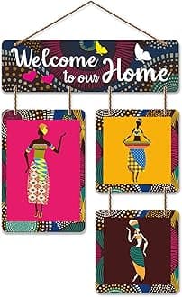 Artvibes Welcome To Our Home Wooden Wall Hanger for Gateway | Quotes Decor Item | Door Quotes Hanging | Wall Poster | Wall Art Print | Gift Items for Home Decor | Wall Accent | Modern Decor (WH_6505N)