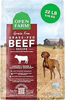 - Open Farm, Grain-Free Dry Dog Food, Complete & Balanced Kibble, Sustainably & Ethically Sourced Ingredients, Non-GMO Veggies & Superfoods to Support Overall Health, Grass-Fed Beef Recipe, 22lb Bag