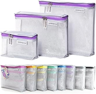 Toiletry Bags | Water-resistant | Perfect for Travel | Smart and Stylish | Durable Nylon Material | Set of 3 Travel Toiletries Organizer Bags (Pink) (purple)