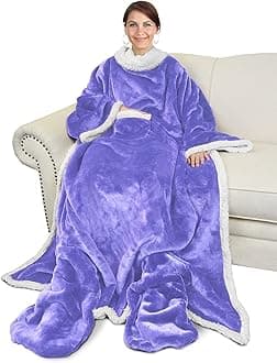 CataloniaSherpa Wearable Blanket with Sleeves & Foot Pockets for Adult Women Men, Comfy Snuggle Wrap Sleeved Throw Blanket Robe, Gift Idea