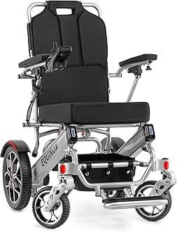 Muvon Mobility Equinox Power Wheelchair - Lightweight & Foldable Heavy-Duty 350W Dual Motor, Remote Control, Reclinable Backrest, 25 Mile Range Dual Batteries Electric Wheelchair