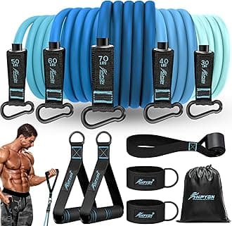 HPYGNResistance Bands, Exercise Bands with Handles, Fitness Bands, Workout Bands with Door Anchor and Ankle Straps, for Heavy Resistance Training, Physical Therapy, Shape Body, Yoga, Home Workout Set