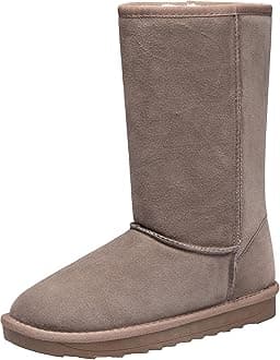 Vepose Women's Winter Snow Boots Warm Fur Mid Calf Tall Suede Fuzzy Slip on Shoes