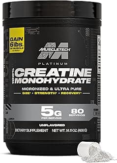 Creatine Monohydrate Powder, Platinum Pure - Unflavored Micronized Creatine for Men & Women - Workout Supplements for Performance, Muscle Recovery & Builder-(80 Servings) Packaging May Vary