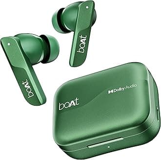 - Boat Airdopes 800, Dolby Audio, Adaptive EQ by Mimi, 4Mics AI ENx, App Support, Fast Charge, Low Latency, IPX5, v5.3 Bluetooth TWS in Ear Earbuds Wireless Earphones with mic (Interstellar Green)