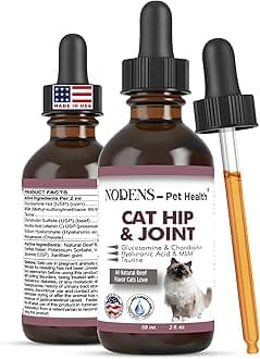 CAT Hip and Joint Glucosamine for Cats with Chondroitin and Opti-MSM Hyaluronic Acid for Improved Joint Flexibility and Pain Relief from Inflammation and Arthritis 2 floz