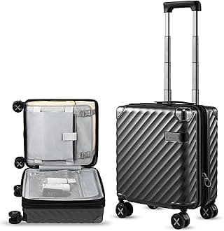LUGGEX Luggage with Spinner Wheels - PC Expandable Hard Shell Suitcase, Charcoal Metallic, Carry-On 16-Inch, Expandable Hardshell Luggage With Spinner Wheels