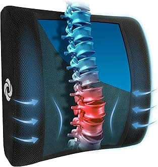 Samsonite SA6086 - Lumbar Support Pillow with Cooling Gel [Cooling Effect is subjective, and Varies by Personal Sensitivity] - Helps Relieve Lower Back Pain - Premium Memory Foam - Fits Most Seats