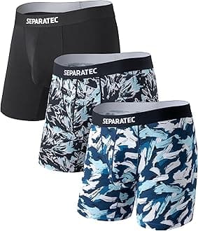 Men's Underwear with Ball Pouch Comfortable Cool Cool Bamboo Rayon Underwear for Men Stylish Print 3 Pack