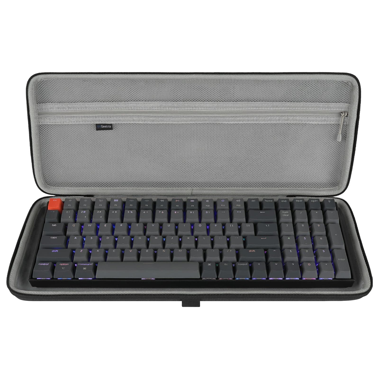 Geekria 90%-96% Keyboard Case, Compatible with Keychron K4 / K4 HE, RK Royal KLUDGE RK96 / RK100, Hard Shell Travel Carrying Bag for 100keys Mechanical Gaming Keyboard (Dark Gray)