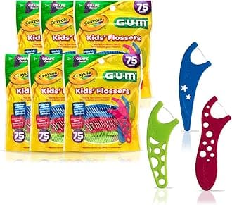 GUM Crayola Kids Flossers with Fluoride - Designed for Little Hands - Fun Grape Flavor - Easy to Use Kids Floss Picks for Children Ages 3+, 450ct