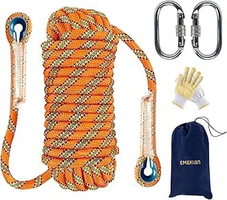 10mm/12mm/14mm Indoor Outdoor Climbing Rope, Static Rock Climbing Rope for Escape Rope, Ice Climbing Equipment, Fire Safety Rescue Rope, with Non-Slip Gloves