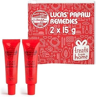Treats from Home Lucas Pawpaw Lip Ointment, Lucas Pawpaw Cream, Lucas Pawpaw Ointment for Lips & Dry Skin - Unique All Skin Types, All Gender- Any Season Gift Pack with 2 x 15g Pawpaw Balm