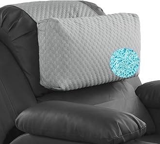 HOMBYS Cooling Headrest Neck Pillow for Recliner with Adjustable Shredded Gel Memory Foam Filling, Extra Large & Non-Slip Neck Pillow for Recliner, Sofa, Office Chair, Car, Gaming, Grey