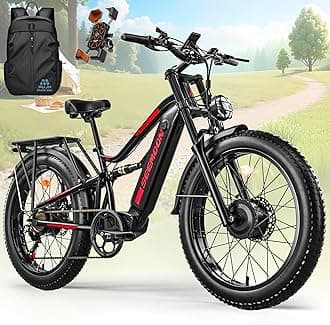 Seemoon 3000W Dual Motor Ebike for Adults 52V 20Ah Fast Electric Bike for Men Women,MAX 38 MPH Up to 100 Miles,26" Fat Tire Lockable Suspension for Snow Off-Road Commuter Mountain Electric Bike SM8