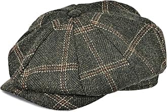 Mens Newsboy Cap High Woolen Tweed Gatsby Hat Ivy Cabbie Flat Golf Cap for Fathers Women Unisex