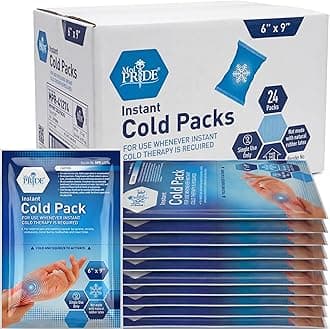 MED PRIDE Disposable Instant Cold Packs for First Aid, Pain Relief, Swelling, Sprains, Injuries, No Freezer Needed (6x9 Inch (Pack of 24) Clear)