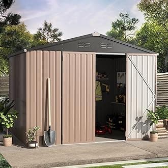 8' x 6' Metal Storage Shed for Outdoor, Steel Backyard 6x8 Sheds & Outdoor Storage with Lockable Doors, Utility and Tool Storage for Garden, Backyard, Patio, Outside use