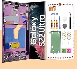 Oled Lcd Screen for Samsung Galaxy S22 Ultra 5G, Replacement Touch Digitizer Assembly with Frame, Tool Kits S908U S908A, US Version