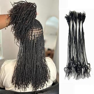 0.2cm Width Dreadlock Extensions 14 inch 50 Strands 100% Permanent Loc Extensions Human Hair with Curly Ends Natural Black Curly Locs Human Hair Can Be Dyed Bleached