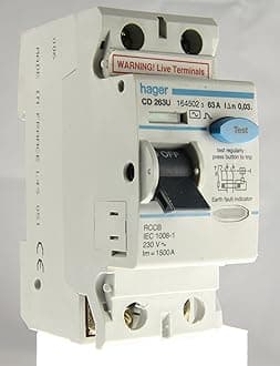 63 AMP 30mA DOUBLE 2 POLE RCCB RCD CIRCUIT BREAKER CD 263U 27241 BSEN61008