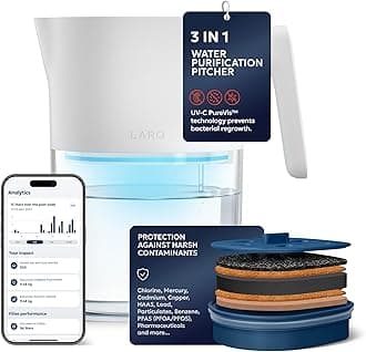 LARQ PureVis 3-in-1 Water Filter Jug | UV Purification | Smart Hydration Tracking | Removes PFAS, Chlorine & Lead from H₂O | 1.9 L / 8-Cup | 2-Year Warranty - Pure White