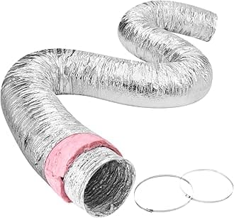 VEVOR 10 Inch Insulated Flexible Duct R-6.0，25 Feet Long with 2 Duct Clamps, Heavy-Duty Three Layer Protection Air Ducting Hose for HVAC Heating Cooling Ventilation and Exhaust Ductwork Insulation