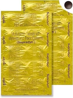 Supradyn Multivitamins Tablets with Minerals and Trace Elements, 225 Tablets (15 Strips) Brown