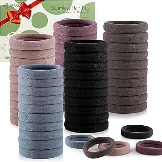 Bessrung 100 Pcs Thick Seamless Hair Ties, Ponytail Holders Hair Accessories for Women Girls No Damage for Thick Hair (Natural Colors)