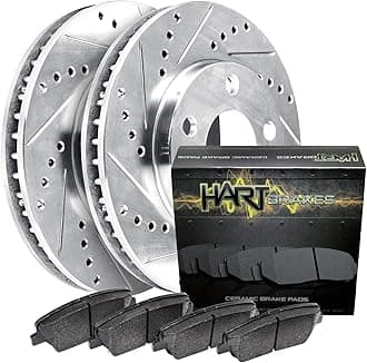 Hart Brakes Front Brakes and Rotors Kit |Front Brake Pads| Brake Rotors and Pads| Ceramic Brake Pads and Rotors |fits 2009-2015 Hyundai Sonata, 2011-2016 Kia Optima