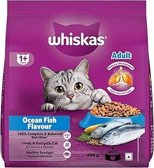 Adult (1+ Years) Dry Cat Food, Ocean Fish Flavour, 480 g, Contains 41 Essential Nutrients, Complete & Balanced Nutrition for Adult Cats