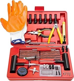 AUTOWN Flat Tire Repair Kits, 62 Pcs Universal Tire Plug Kit Heavy Duty Flat Tire Puncture Repair Kit for Cars, Trucks, Motorcycles, ATV，RV, Jeep, Tractor, Trailer