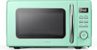 GLCMKZ11GNR10 Retro Countertop Microwave Oven with Auto Cook & Reheat, Defrost, Quick Start Functions, Easy Clean with Glass Turntable, Pull Handle, 1.1 cu ft, Green