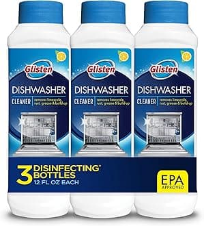 Glisten Dishwasher Cleaner, Removes Limescale, Rust, Buildup, and Grease, Lemon Scent, Made in the USA, 12 Ounce Bottle, 3-Pack