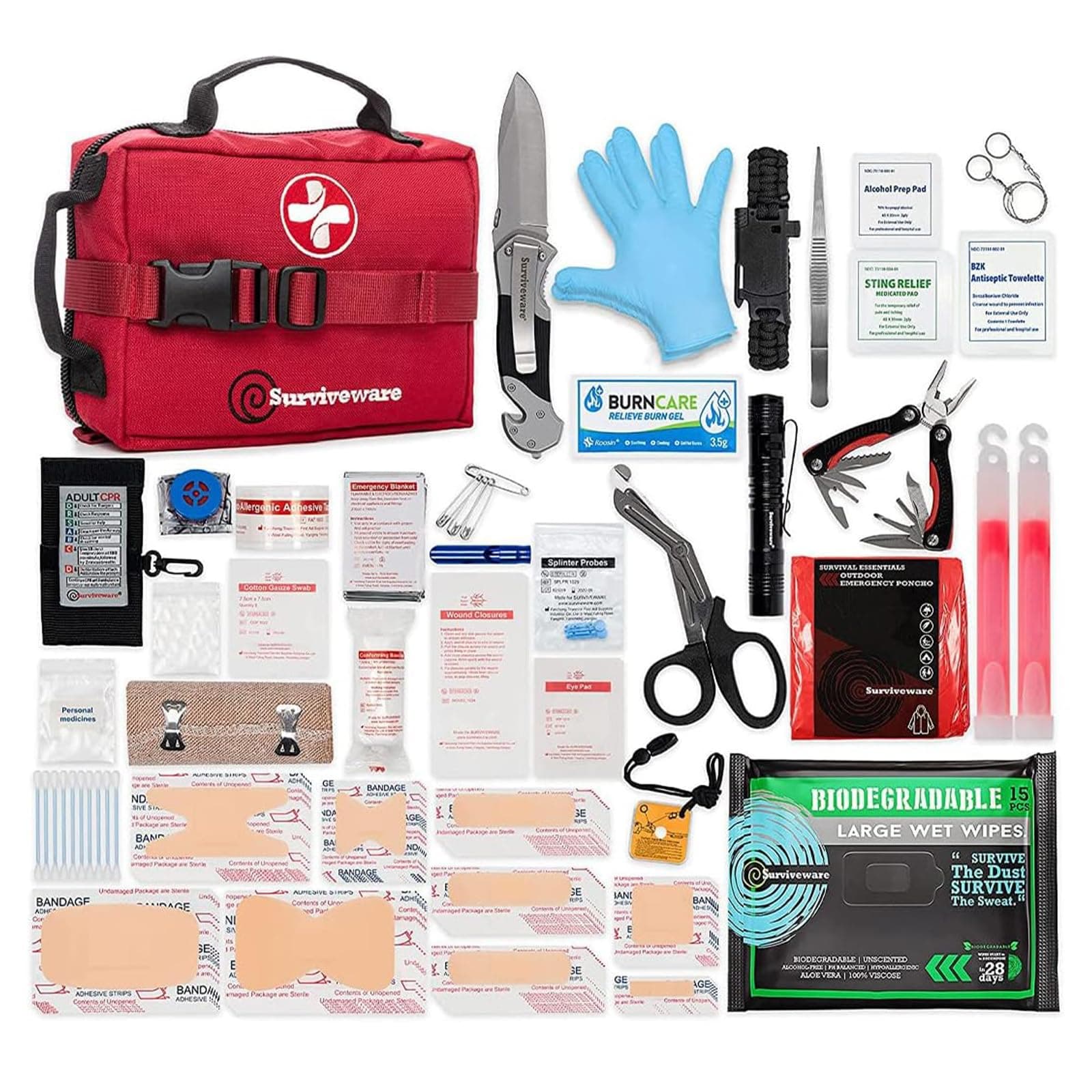 Surviveware Survival First Aid Kit (Red)