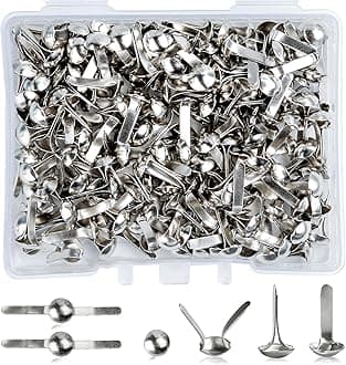 200 Pcs Split Pins, Metal Paper Fasteners Mini Brads, 4.5mm x 8mm Round Scrapbooking Brads Split Pins with Storage Box for Paper Craft DIY Stamping Scrapbooking (Silver)