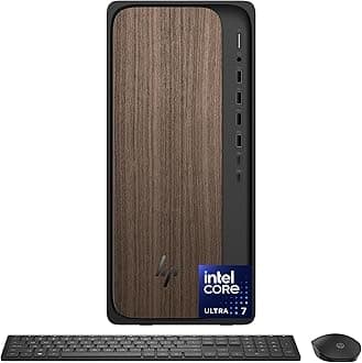 OmniDesk Desktop PC, Intel Core Ultra 7 265, 32 GB RAM, 2 TB SSD, Intel Graphics, Windows 11 Home, Microsoft Copilot, Dark Wood, M03-0060 (2025)
