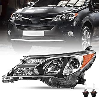 Headlight Assembly Fit for 2013 2014 2015 Rav4, 13 14 15 Rav 4 OE Style Halogen Headlamp Replacement Left Driver Side with Bulbs