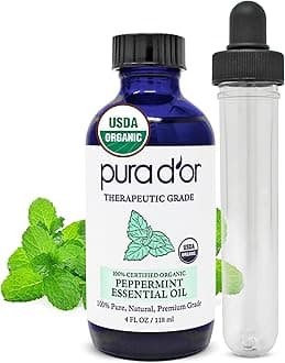 PURA Dââ‚¬â„¢OR Peppermint Essential Oil (4oz / 118mL) USDA Organic 100% Pure & Natural Therapeutic Grade Diffuser Oil For Aromatherapy, Respiratory & Digestive Health, Clear Breathing, Relaxation